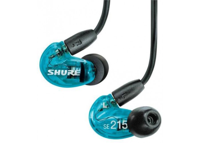 SHURE SE215SPE-B-UNI-EFS Наушники вставные с одним драйвером, прозрачный голубой. Гарнитурный кабель